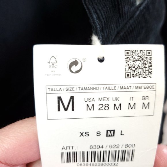 NWT Zara Black Snap Front Corduroy Jumper/Skirt-All Medium - Picture 4 of 15